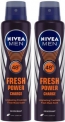[Selected locations] NIVEA MEN Fresh Power Boost Deodorant Spray – For Men  (300 ml, Pack of 2)