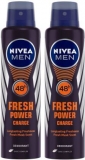 [Selected locations] NIVEA MEN Fresh Power Boost Deodorant Spray – For Men  (300 ml, Pack of 2)