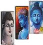 SAF set of 3 Lord Buddha UV textured self adeshive wall painting