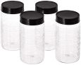 Amazon Brand – Solimo Spice Jar, 200 ml, Set of 4, Black