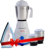 Lifelong LLCMB02 500 W Mixer Grinder (White, 3 Jars) & 1100 W Dry Iron (White, Blue) Super Combo