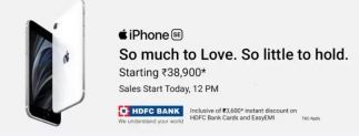 [Live @ 12PM] Apple Iphone SE 2020 from Rs. 41000 (HDFC) or Rs. 42500