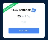 Testbook 1 Day Pass Rs. 0 ,1 Year pass Rs. 365