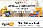 Amazon Pantry : Get Rs.150 back on minimum order value of Rs 2,000 or more.